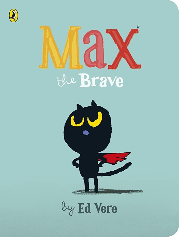 cover of book "Max the Brave" with a black kitten wearing a red cape
