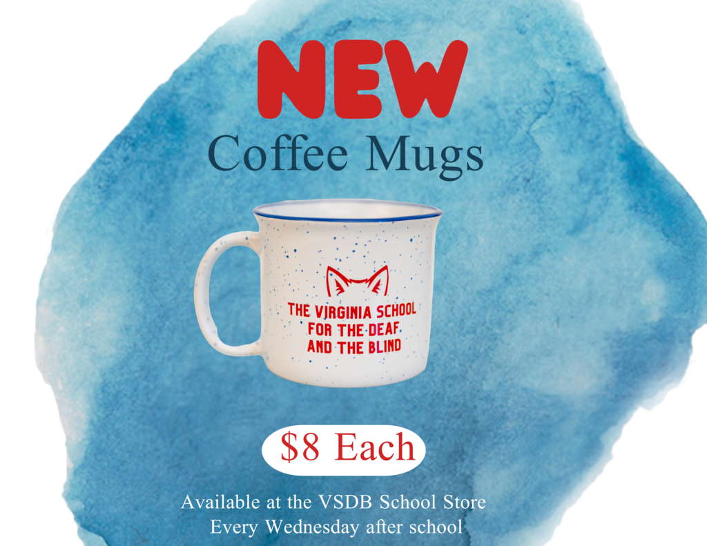 flyer with blid background and picture of the coffee mugs described in the post