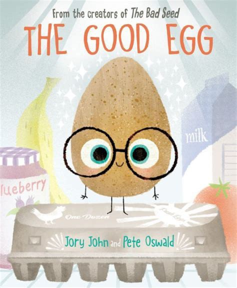 cover image of the book “the good egg”. a large egg with legs stands on a carton of eggs  